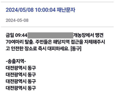 대전 동구 맹견 탈출 재난문자 소동 “맹견 아닌 소형 유기견”