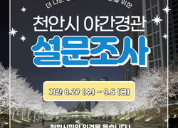 천안시, ‘야간경관’ 설문조사 실시…만족도·희망지 의견 듣는다